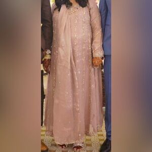 Tea pink Pakistani formal wedding dress